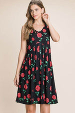 BOMBOM Floral Ruched Tank Dress for a perfect OOTD – dress to impress outfits from Amexza