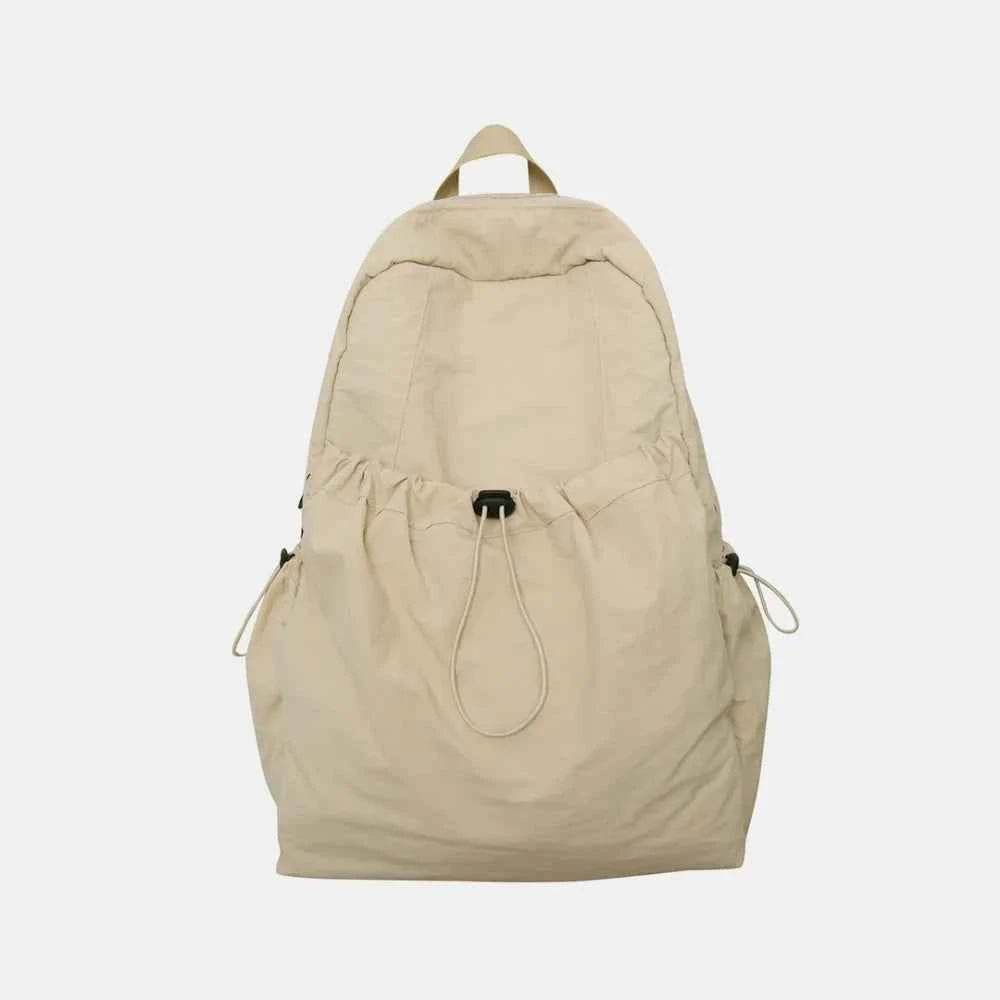Drawstring Nylon Backpack Bag Tan One Size for a perfect OOTD – dress to impress outfits from Amexza