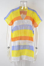 Slit Color Block V-Neck Cover-Up for a perfect OOTD – dress to impress outfits from Amexza