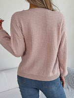 Cable-Knit Round Neck Long Sleeve Sweater for a perfect OOTD – dress to impress outfits from Amexza