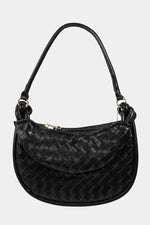 Fame PU Leather Basket Weave Half Moon Bag for a perfect OOTD – dress to impress outfits from Amexza