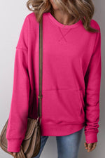 Solid Color Round Neck Long Sleeve Sweatshirt for a perfect OOTD – dress to impress outfits from Amexza