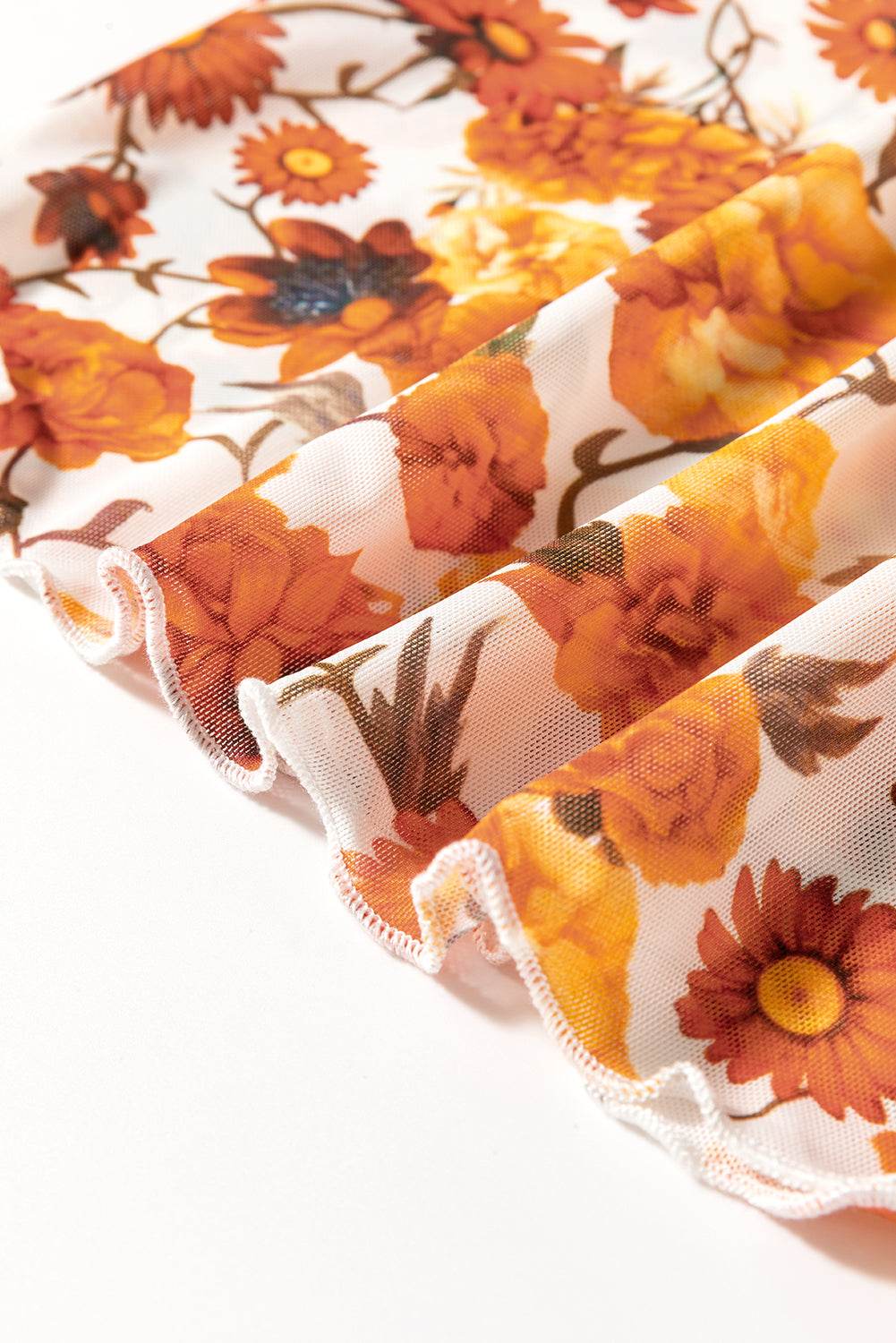 Printed Mock Neck Flare Sleeve Top - Amexza