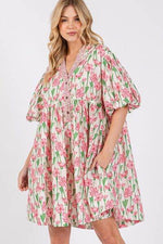 SAGE + FIG Floral Half Button Notched Puff Sleeve Dress for a perfect OOTD – dress to impress outfits from Amexza