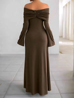 Off-Shoulder Long Sleeve Bodycon Maxi Dress