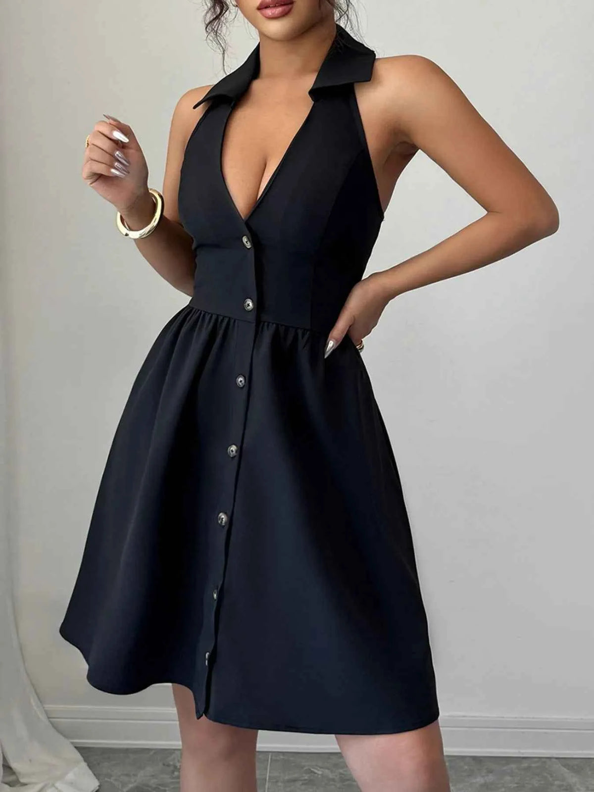 Halter Neck Sleeveless Mini Dress