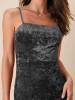 Asymmetrical Velvet Cami Dress with Ruffle Hem