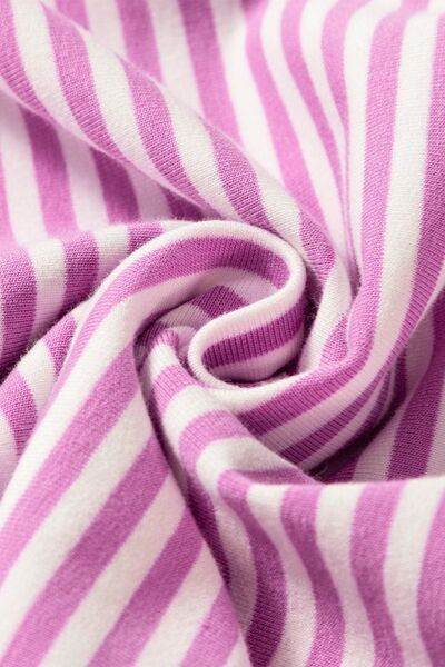 Striped Round Neck Three-Quarter Sleeve Mini Dress for a perfect OOTD – dress to impress outfits from Amexza