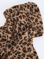 Fuzzy Leopard Long Sleeve Hooded Jacket for a perfect OOTD – dress to impress outfits from Amexza