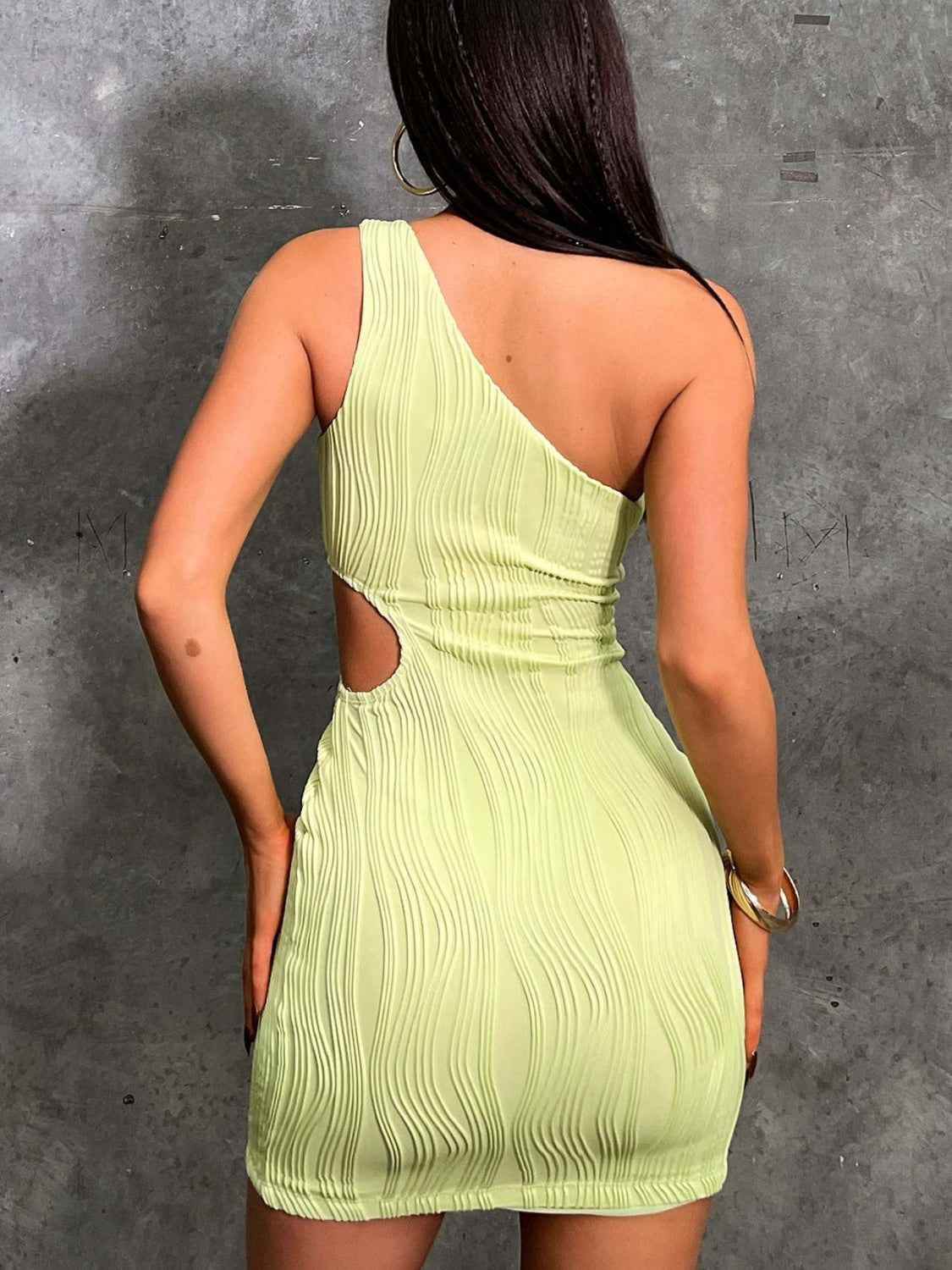 One Shoulder Cutout Mini Dress - Amexza