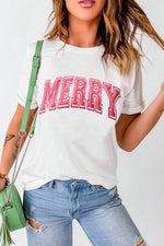 MERRY Round Neck Short Sleeve T-Shirt for a perfect OOTD – dress to impress outfits from Amexza