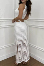 Cutout Slit Round Neck Sweater Dress for a perfect OOTD – dress to impress outfits from Amexza