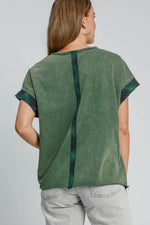 Umgee Peace Applique Round Neck French Terry Top - Amexza