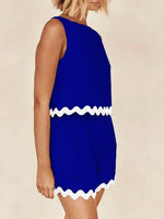 Contrast Trim Round Neck Tank and Shorts Set for a perfect OOTD – dress to impress outfits from Amexza