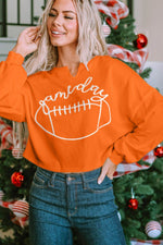 GAME DAY Football Notched Long Sleeve Sweatshirt for a perfect OOTD – dress to impress outfits from Amexza
