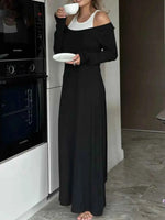 Contrast Long Sleeve Maxi Dress