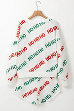 Letter Print Round Neck Long Sleeve Top and Shorts Set for a perfect OOTD – dress to impress outfits from Amexza