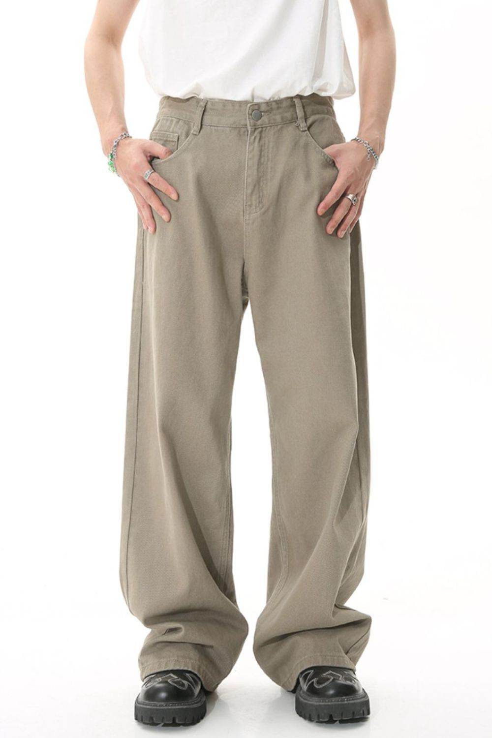 Men's Mid-Rise Straight-Leg Jeans Khaki for a perfect OOTD – dress to impress outfits from Amexza