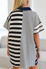 Button Detail Striped Short Sleeve Mini Dress for a perfect OOTD – dress to impress outfits from Amexza