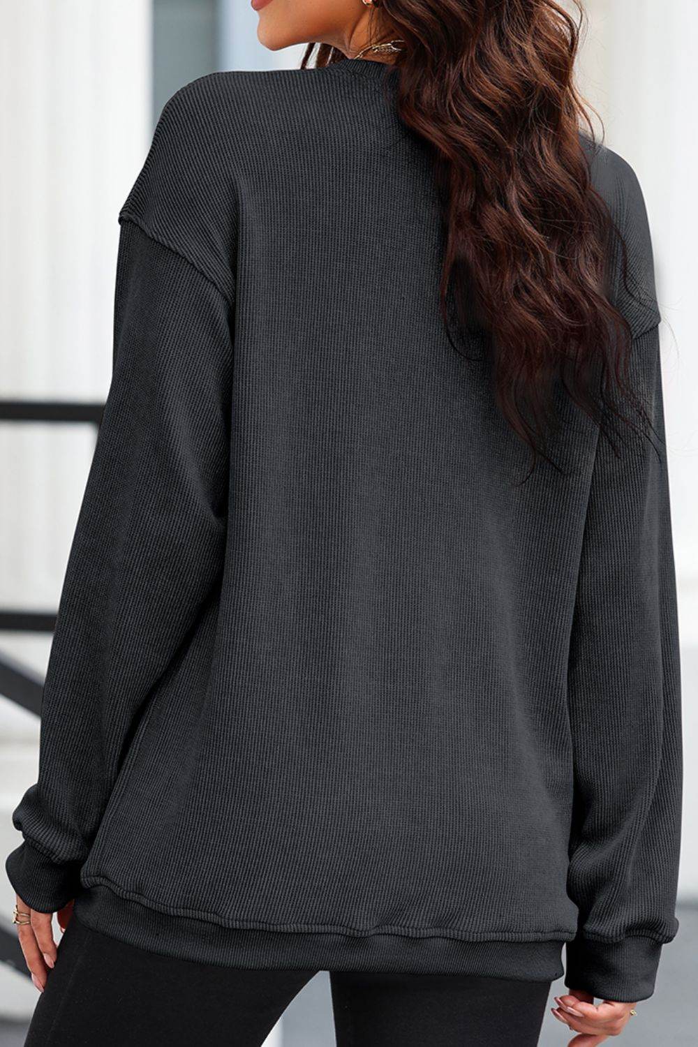 Leopard Heart Drop Shoulder Long Sleeve Sweatshirt for a perfect OOTD – dress to impress outfits from Amexza