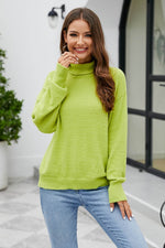 Mock Neck Dropped Shoulder Long Sleeve Sweater for a perfect OOTD – dress to impress outfits from Amexza