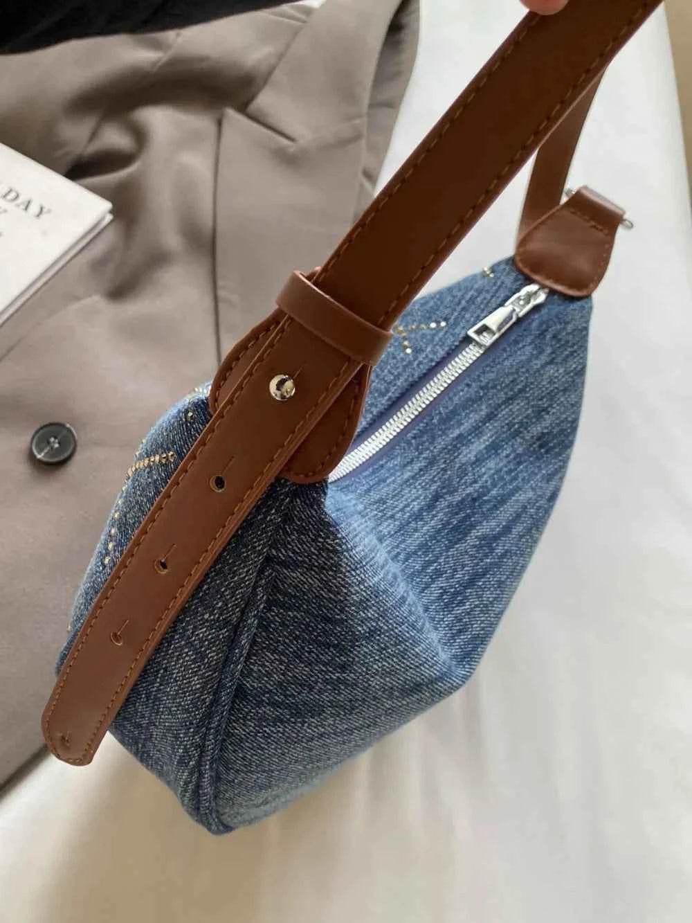 Rhinestone Denim Shoulder Bag for a perfect OOTD – dress to impress outfits from Amexza
