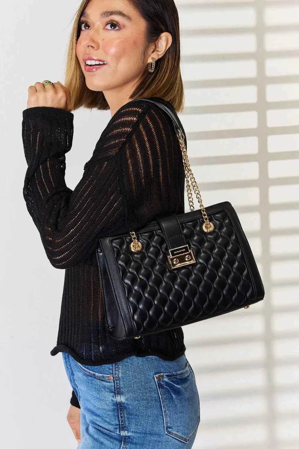 David Jones Quilted PU Leather Handbag for a perfect OOTD – dress to impress outfits from Amexza