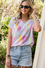 High-Low V-Neck Short Sleeve Blouse for a perfect OOTD – dress to impress outfits from Amexza