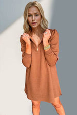 Double Take Textured Quarter Zip Long Sleeve Dress for a perfect OOTD – dress to impress outfits from Amexza