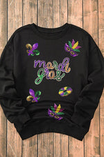 MARDI GRAS Sequin Round Neck Sweatshirt for a perfect OOTD – dress to impress outfits from Amexza