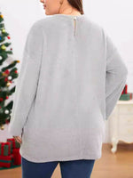 Fuzzy Round Neck Long Sleeve Top - Amexza