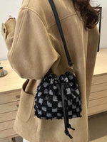 Drawstring Raw Edge Bucket Bag Style A One Size for a perfect OOTD – dress to impress outfits from Amexza