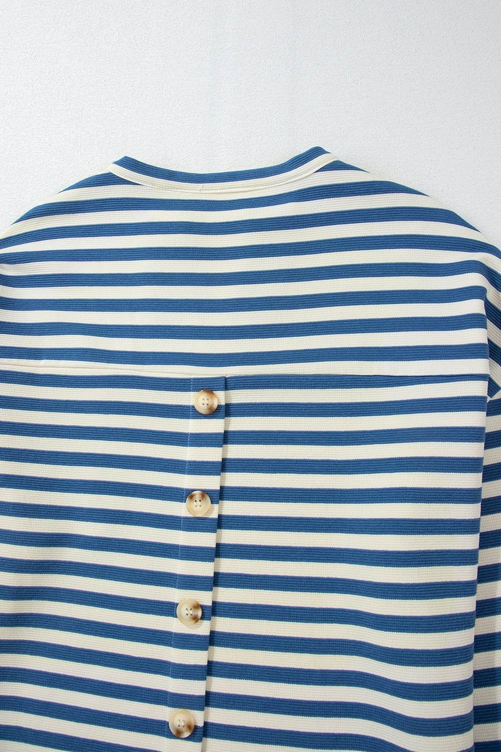 Stripe Chest Pocket Notched Top - Amexza