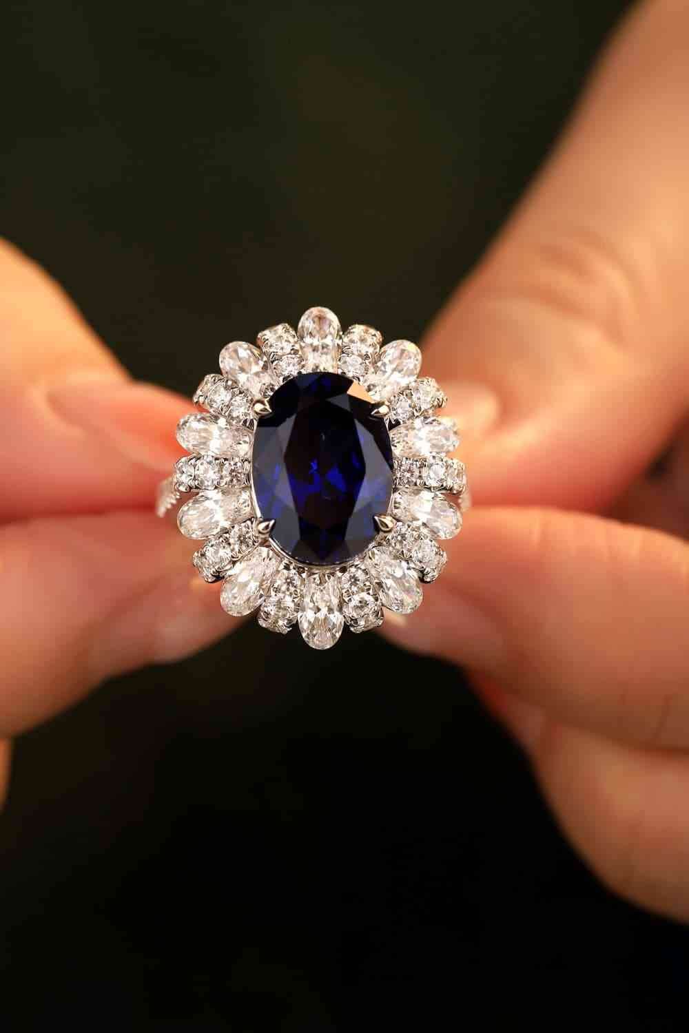 5 Carat Lab-Grown Sapphire Flower Shape Ring for a perfect OOTD – dress to impress outfits from Amexza