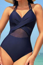 Crisscross Halter Neck One-Piece Swimwear for a perfect OOTD – dress to impress outfits from Amexza