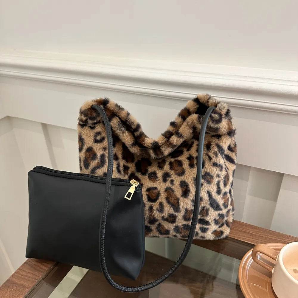 Leopard Furry Shoulder Bag for a perfect OOTD – dress to impress outfits from Amexza