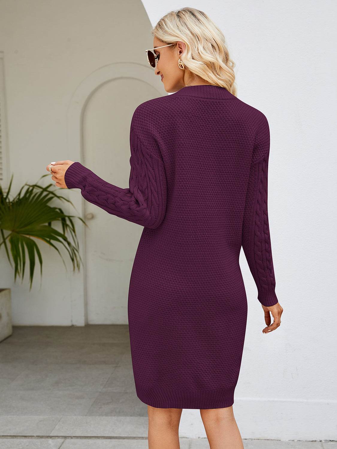 Cable-Knit V-Neck Mini Sweater Dress for a perfect OOTD – dress to impress outfits from Amexza
