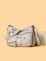 PU Leather Adjustable Strap Shoulder Bag Light Gray One Size for a perfect OOTD – dress to impress outfits from Amexza