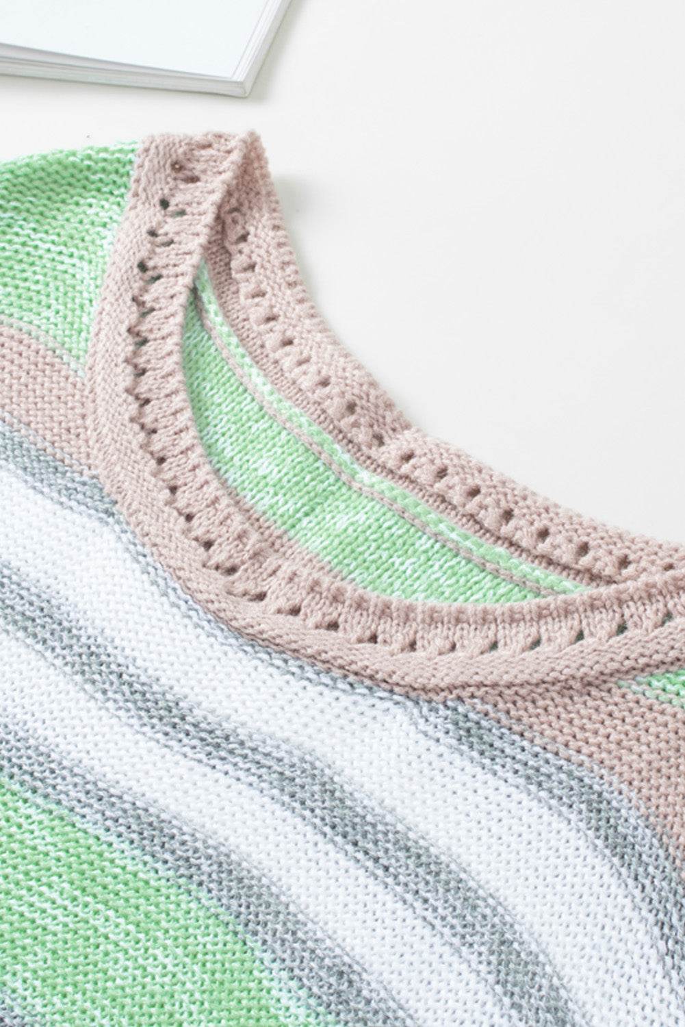 Contrast Striped Boat Neck Dropped Shoulder Sweater for a perfect OOTD – dress to impress outfits from Amexza