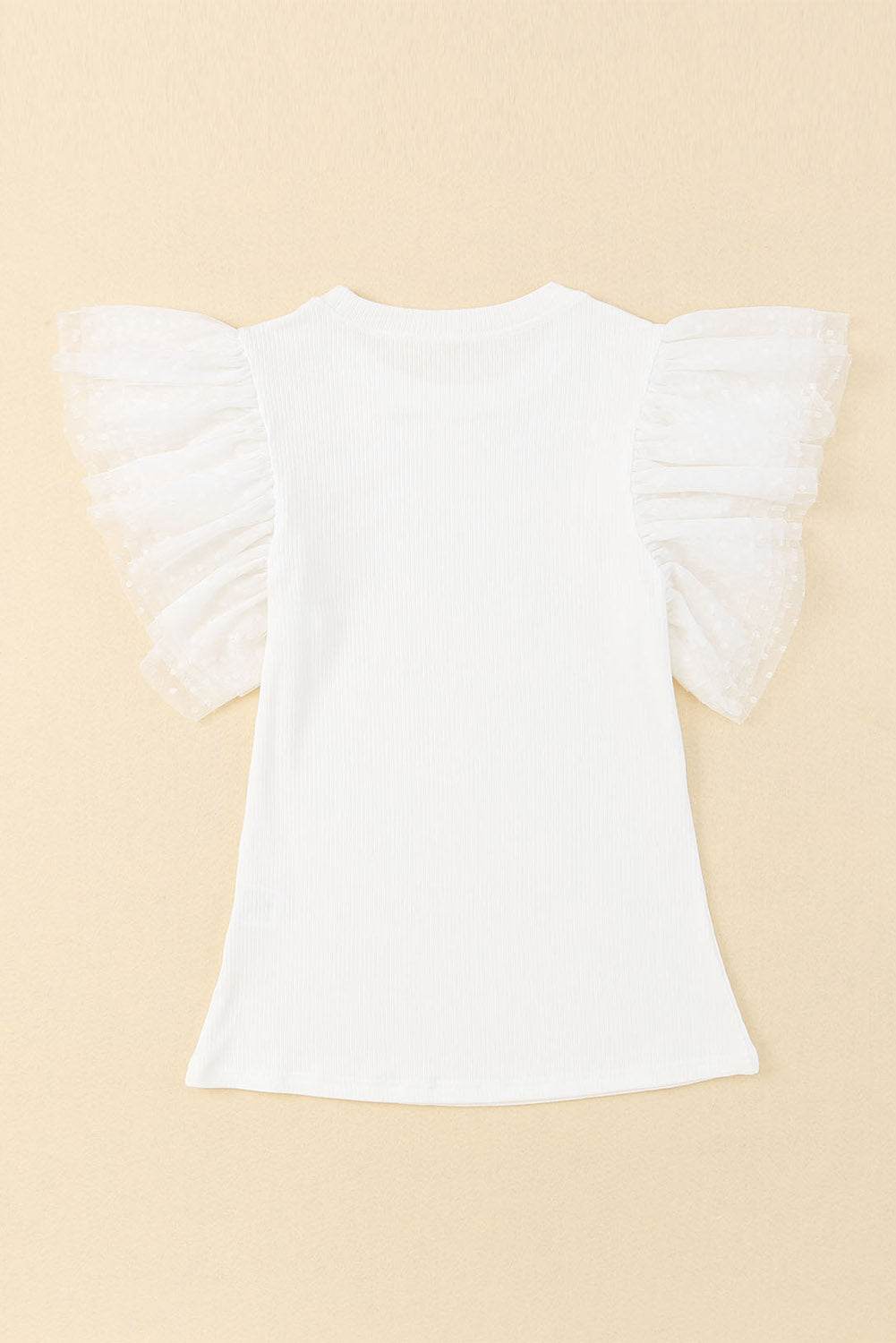 Ruffled Round Neck Cap Sleeve Blouse - Amexza