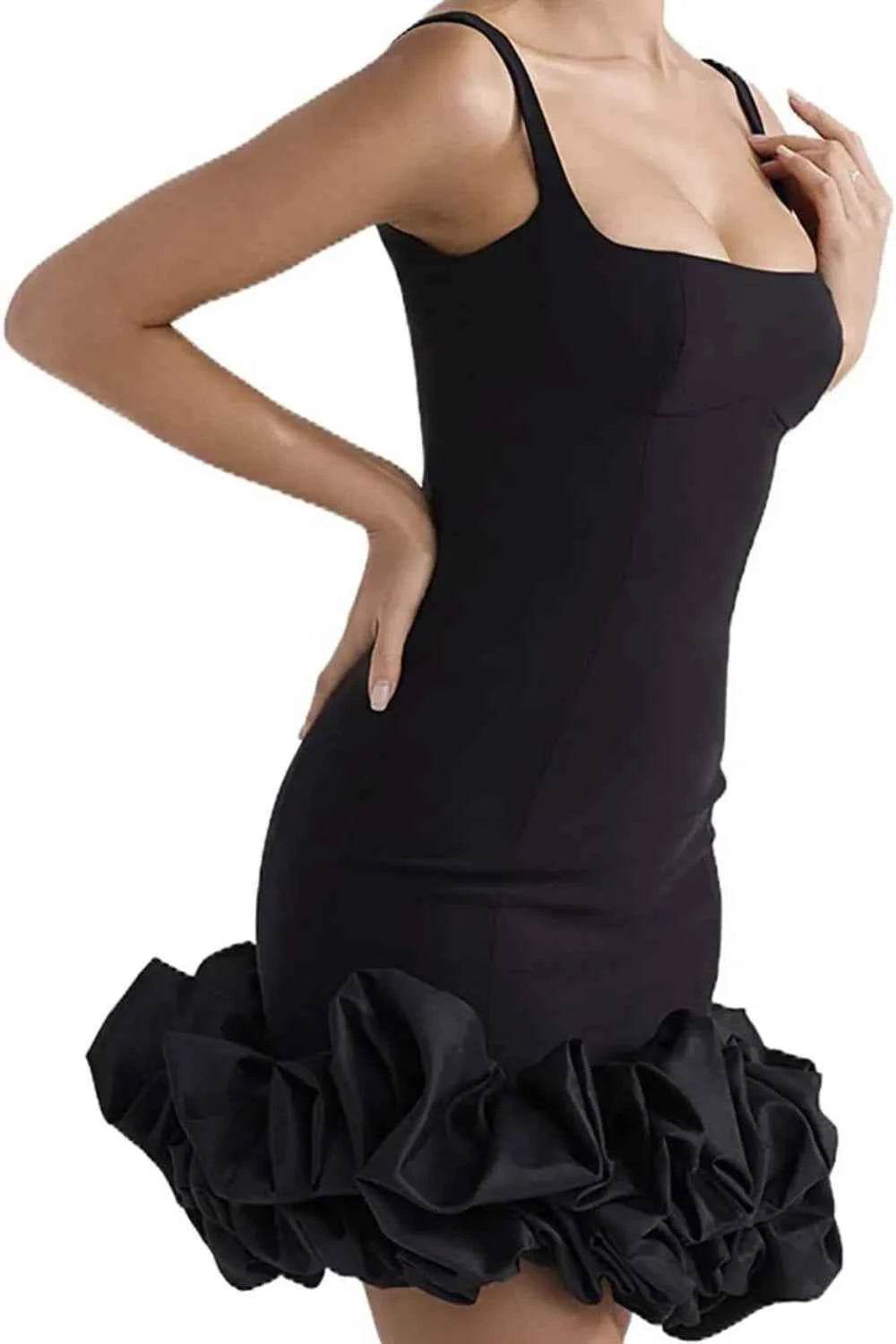 Ruched Square Neck Sleeve Mini Dress for a perfect OOTD – dress to impress outfits from Amexza