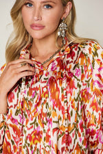 Double Take Full Size Printed Button Up Long Sleeve Shirt - Amexza