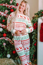 Christmas Element Round Neck Top and Pants Lounge Set for a perfect OOTD – dress to impress outfits from Amexza