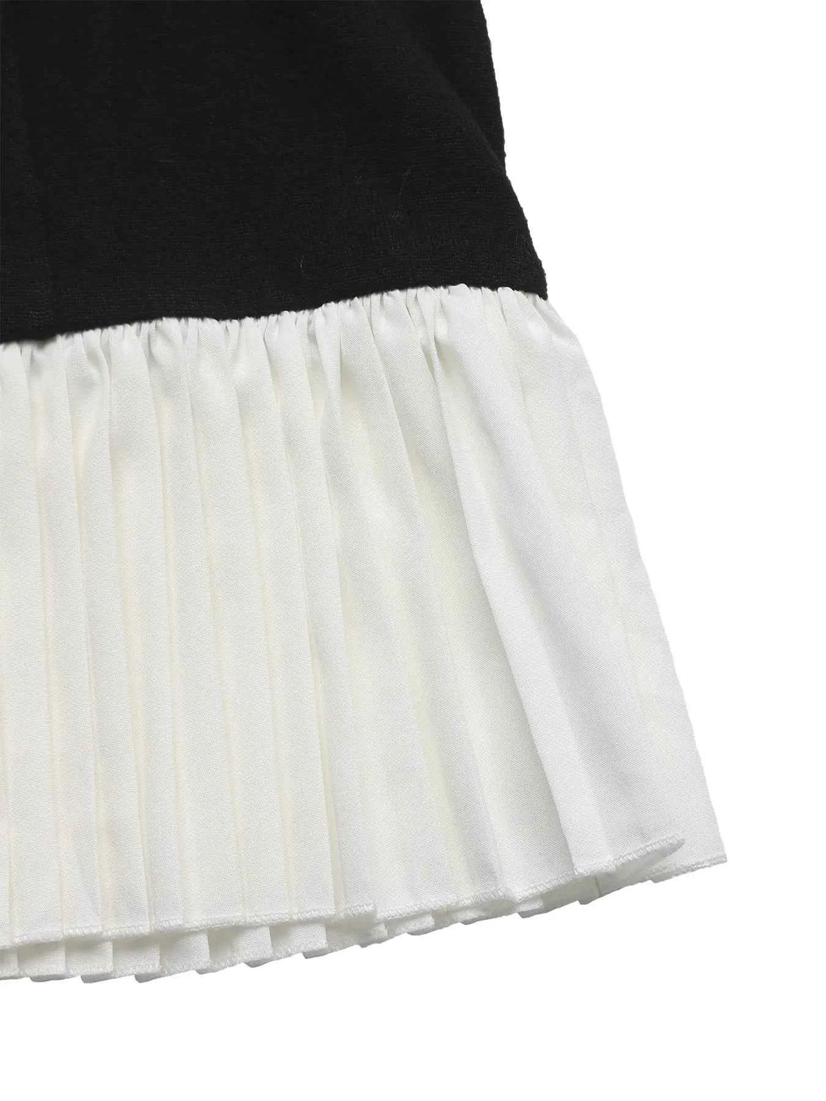 Two Tone Pleated Long Sleeve Shirt Dress