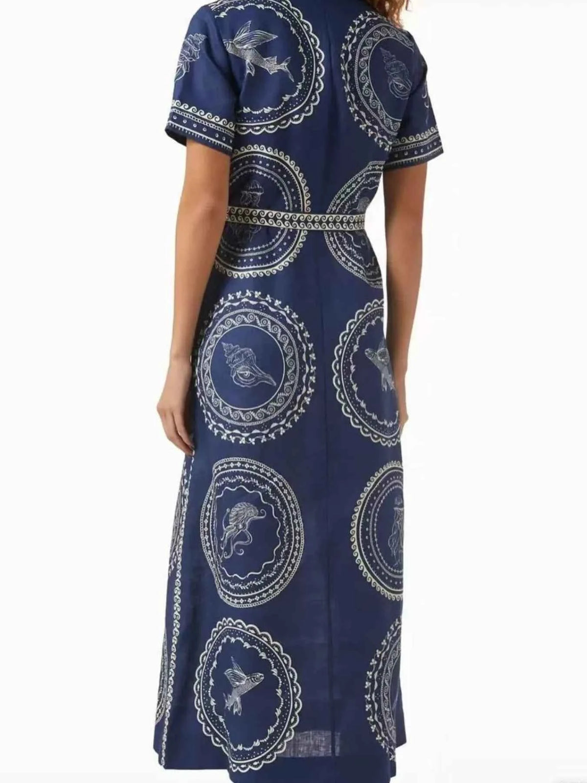 Printed Maxi Shirt Dress with Belt