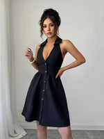 Halter Neck Sleeveless Mini Dress
