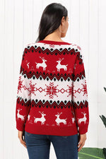Reindeer Round Neck Sweater for a perfect OOTD – dress to impress outfits from Amexza