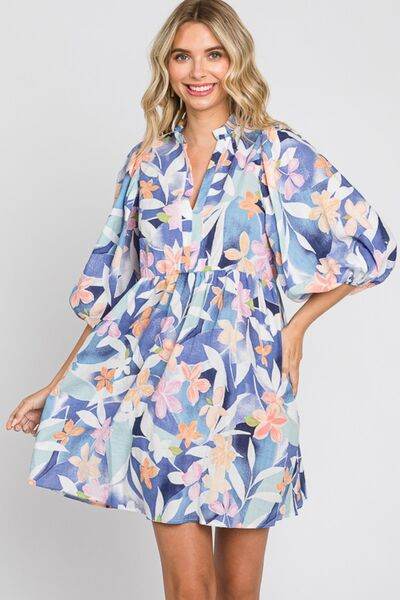 GeeGee Floral Print Mini Dress Blue Multi for a perfect OOTD – dress to impress outfits from Amexza