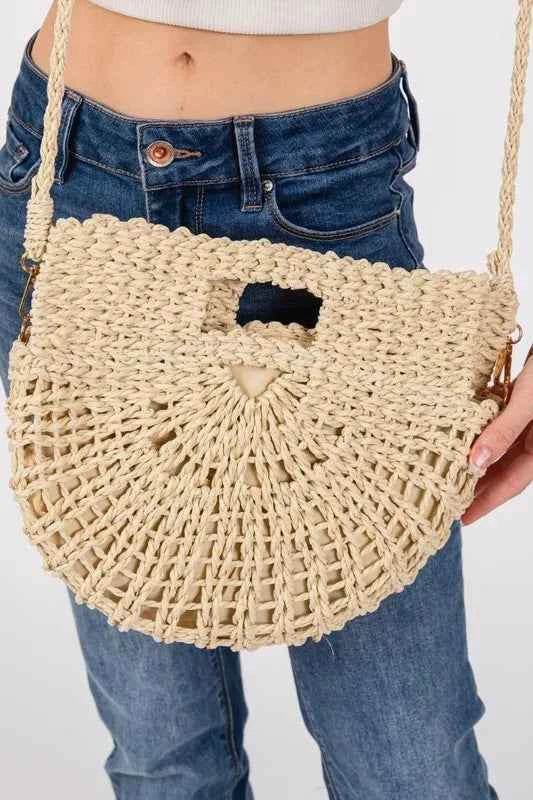 Fame Braided Semi Circle Tote Bag for a perfect OOTD – dress to impress outfits from Amexza