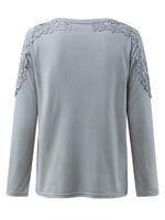 Full Size Cutout Round Neck Long Sleeve T-Shirt - Amexza